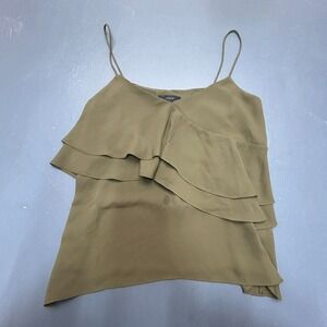 J.Crew Women's Green Tank Top Size 2 Ruffle Layered Sleeveless Camisole Blouse